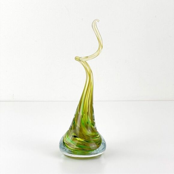 Ron Hinkle 8" Art Glass Paperweight Decor Green Swirl 2008 - Picture 4 of 11